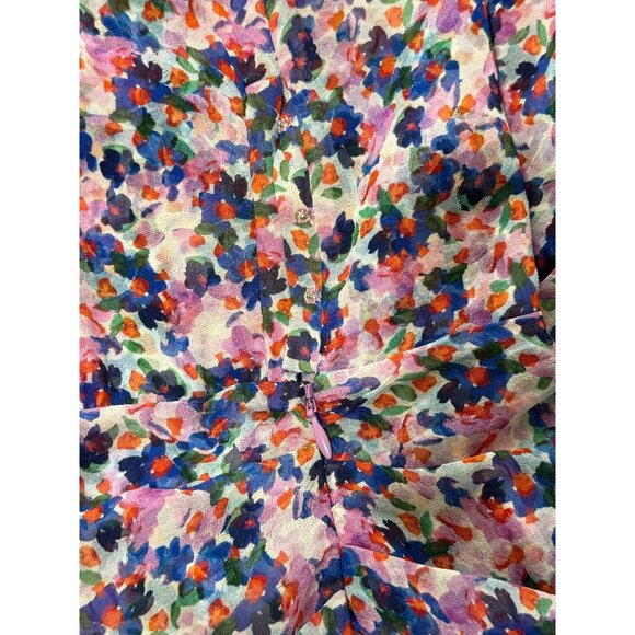 Veronica Beard Floral Silk Leia Dress Halter Asymmetrical Pink Blue Women Size 4 - Picture 6 of 12